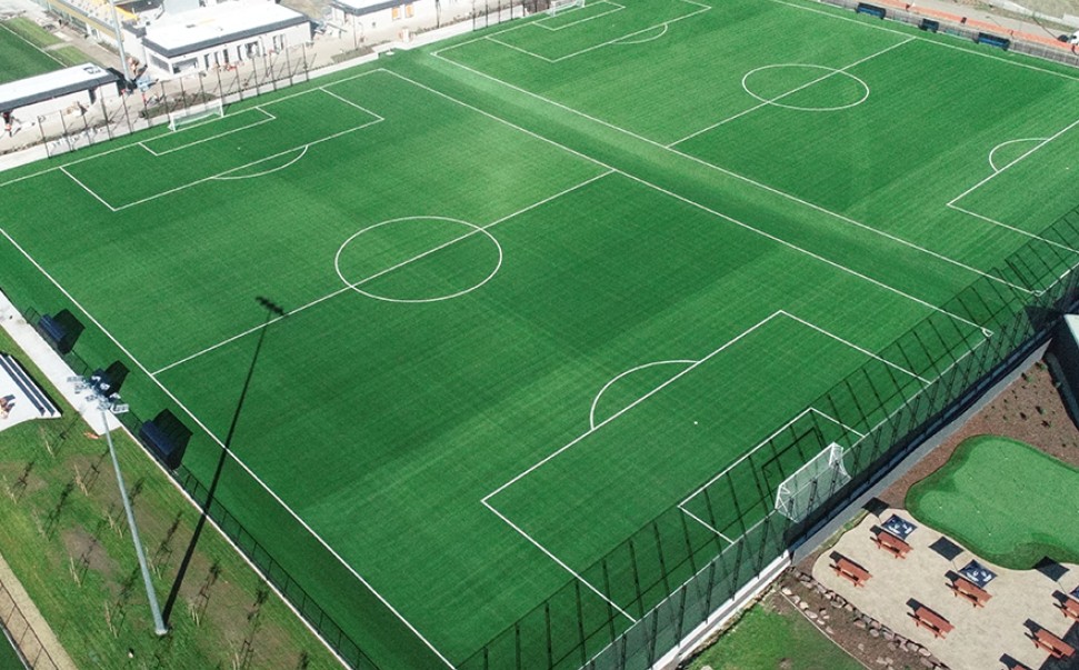 soccer pitch sky view